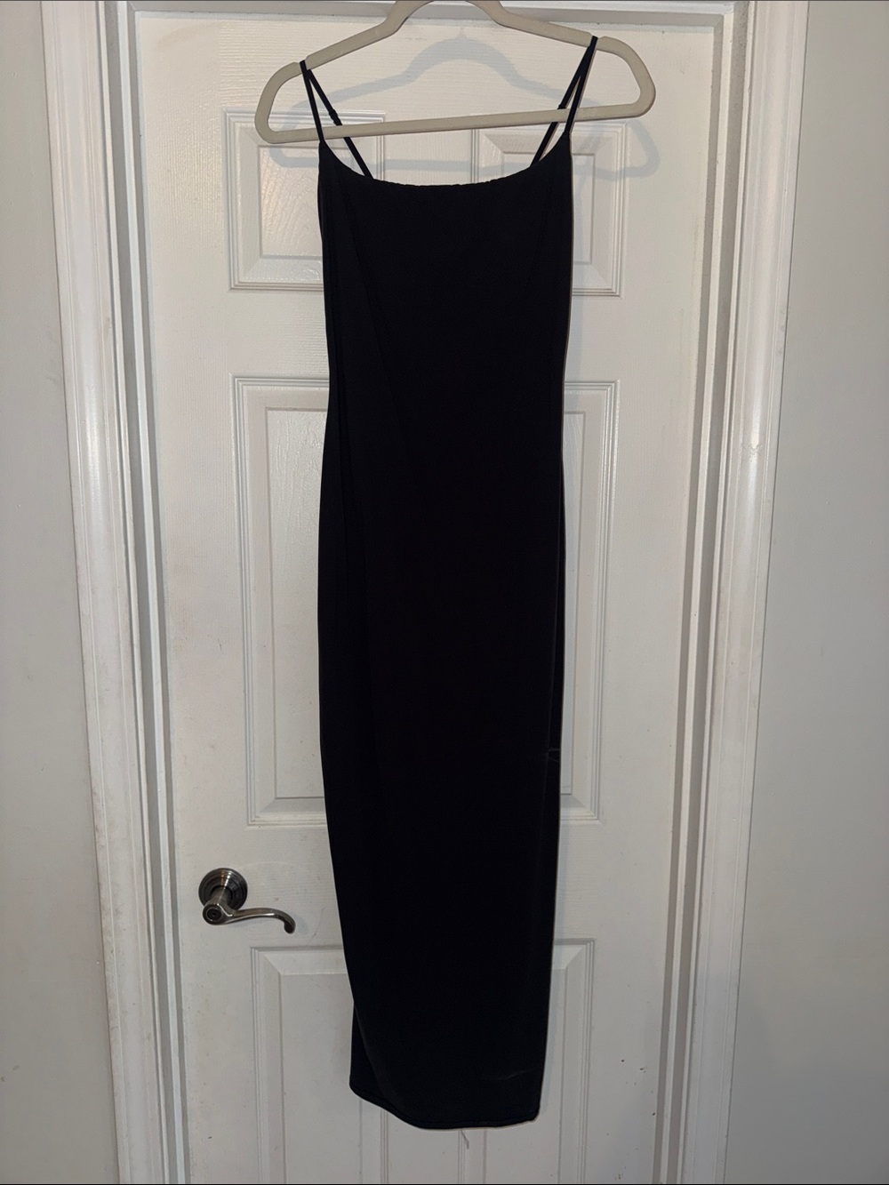 SKIMS Black Slip Maxi Dress with Slim Straps